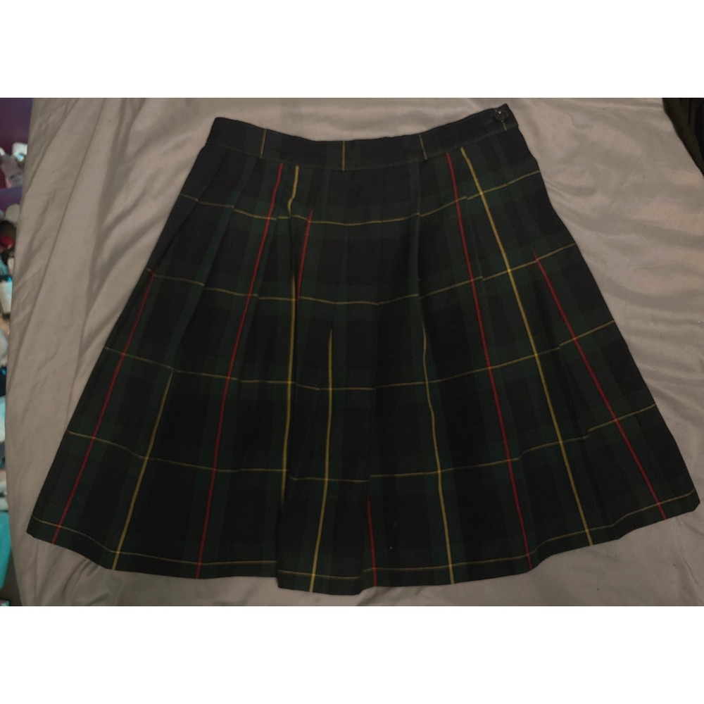 Schoolbelles Green/Blue/Red/Yellow Plaid Girls Uniform‎ Skirt, Size 8